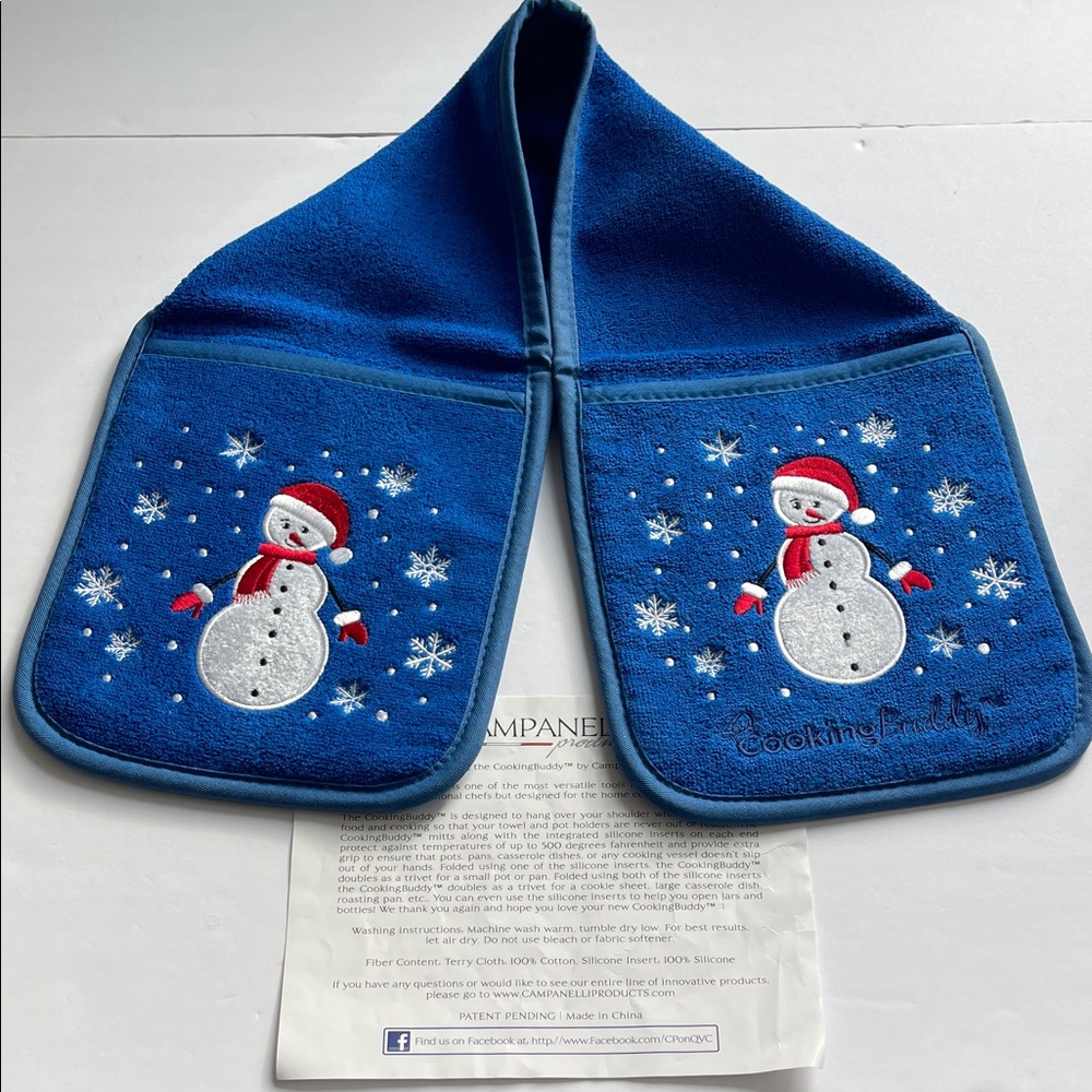Campanelli Blue Snowman Cooking Buddy‎ Potholder Trivet NEW